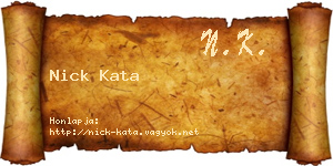 Nick Kata névjegykártya